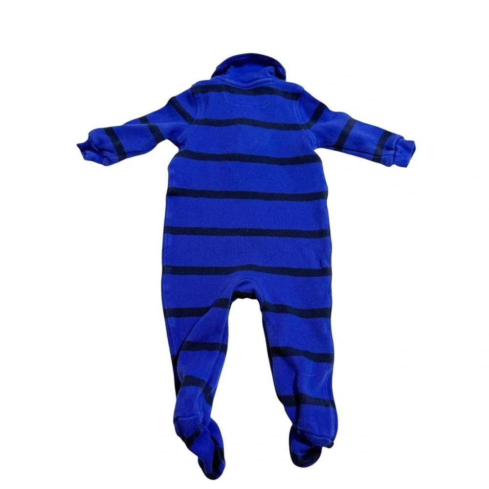 Ralph Lauren‎ Baby Boys French Rib Striped Footed Coverall Size 9M